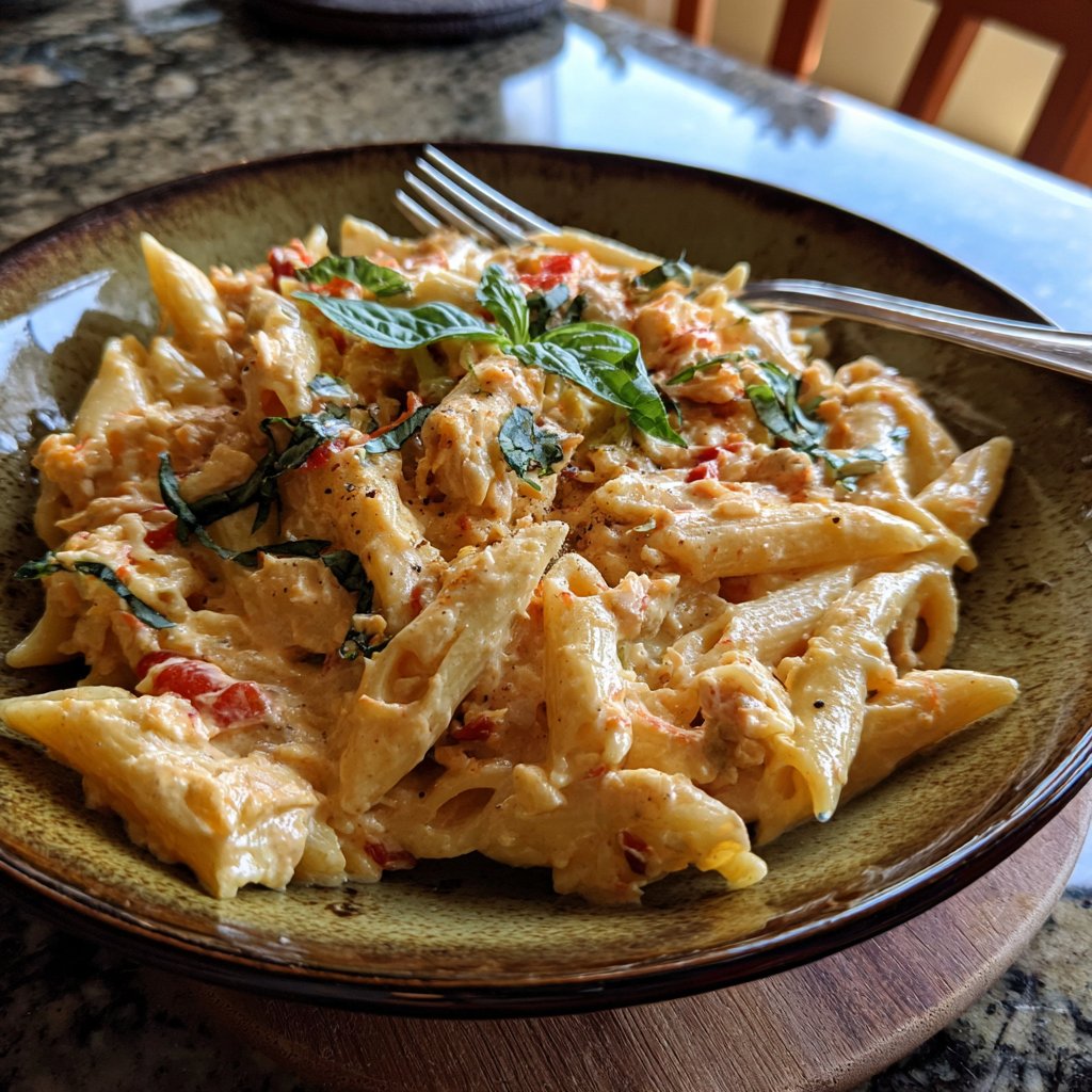 Roasted Red Pepper and Turkey Pasta
