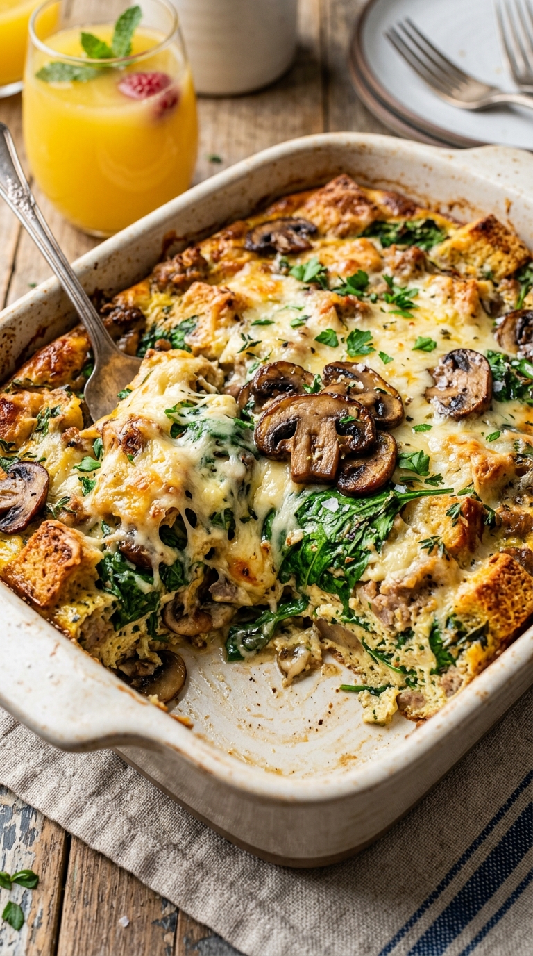 Mushroom Spinach Spring Brunch Casserole